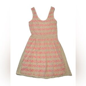 Mossimo Supply Lace Striped Pink & Cream Tank Dress, M